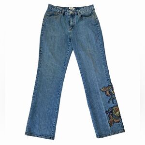 Arden B Vintage Y2K Embroidered Straight Leg Jeans Size 2 Floral Denim